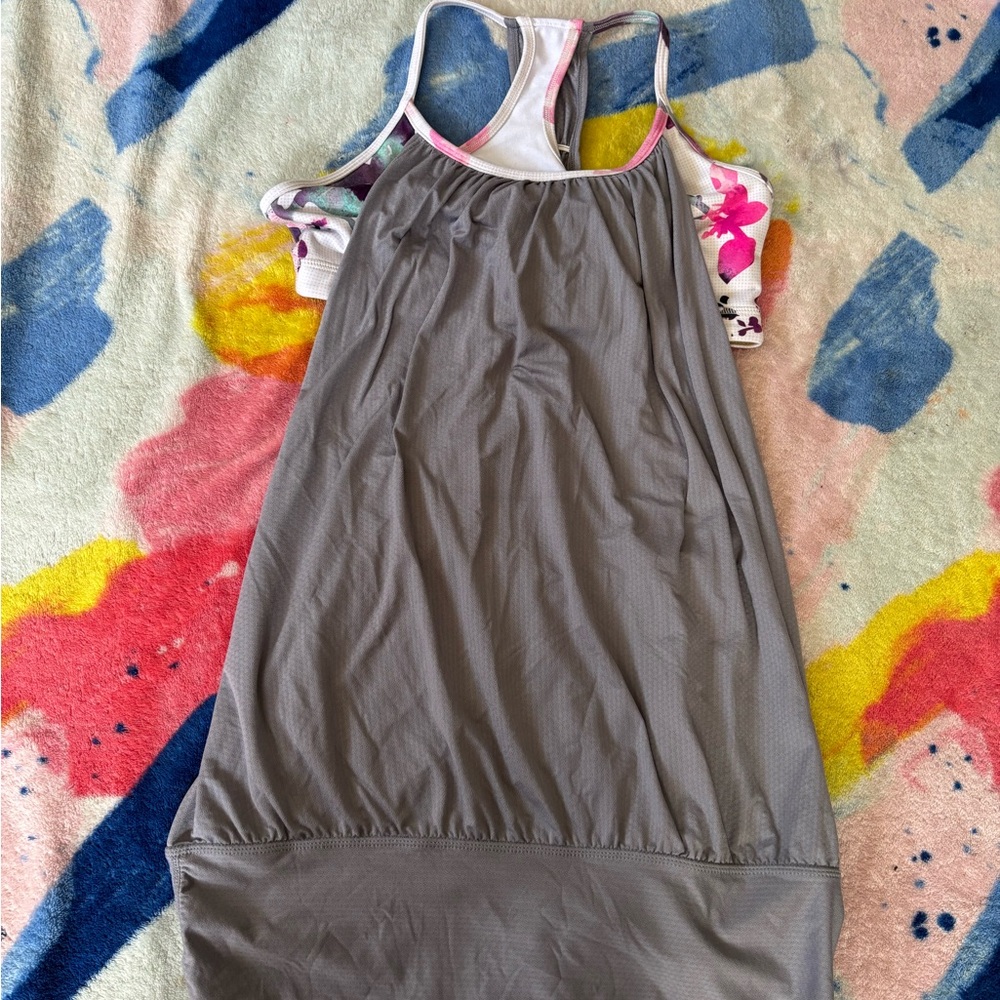 lululemon athletica Gray and Floral Tank Top